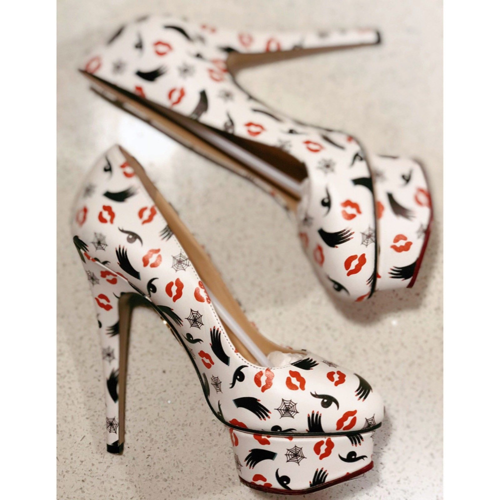 Charlotte Olympia White Dolly Platform Heels 35 5 - Picture 4 of 8